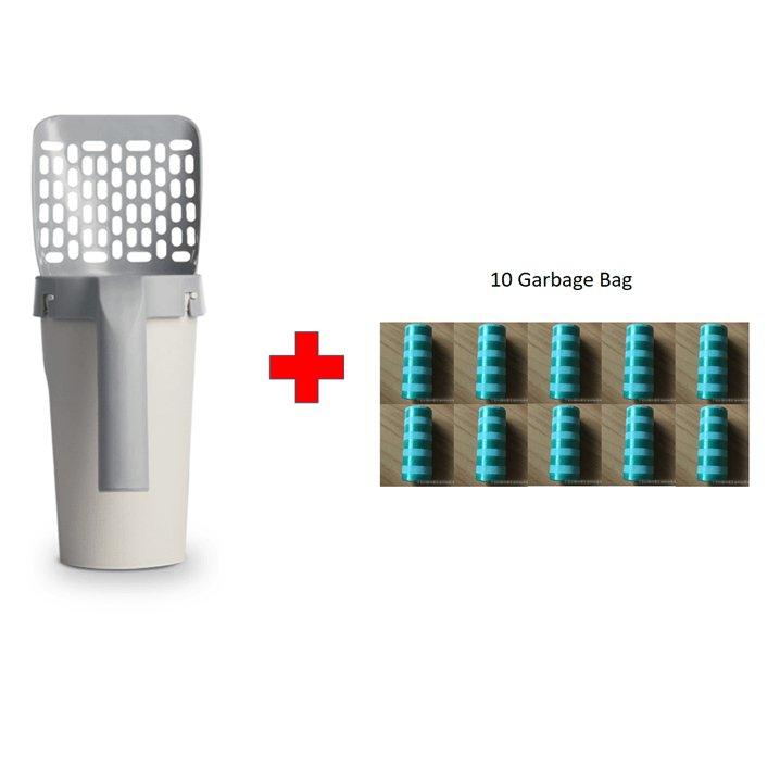 Pet waste bag dispenser with 10 garbage bags on a white background