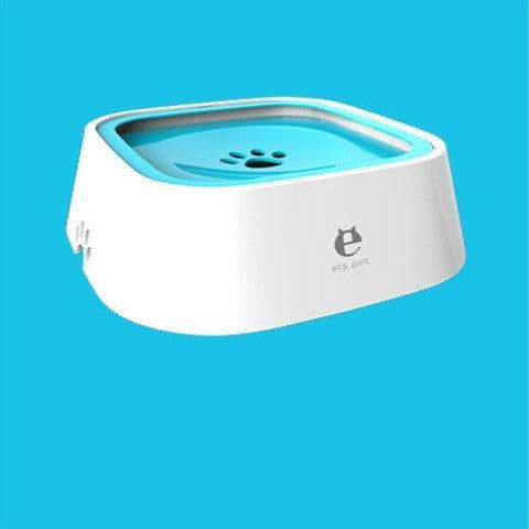 Pet water fountain with blue water bowl on a solid blue background
