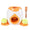 Pet toy with tennis balls and a wooden paddle on a white background