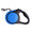 Blue and black retractable dog leash on a white background