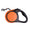 Orange and black retractable dog leash on a white background