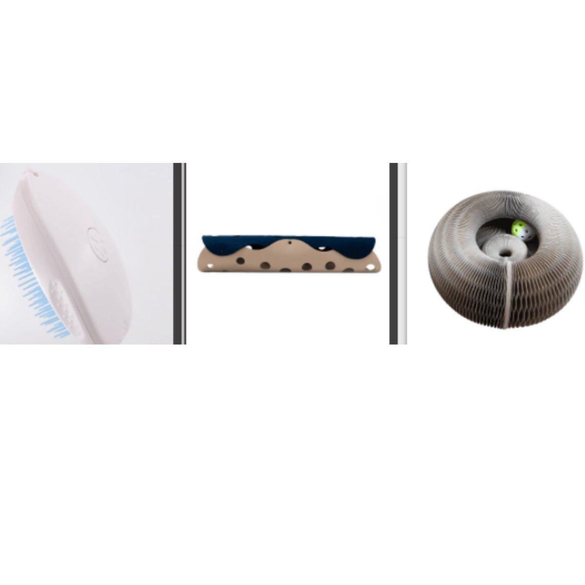 Set of cleaning tools including a broom, brush, and filter on a white background