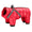 Red dog coat with a black harness on a white background