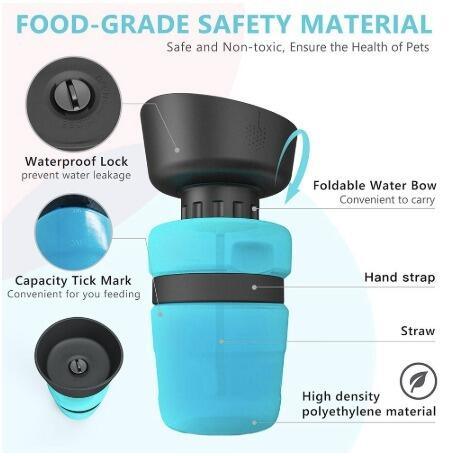 Foldable water bowl with features highlighted on a white background