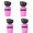 Four pink water bottle nozzles with black caps on a white background