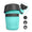 Turquoise water bottle with black lid on a white background