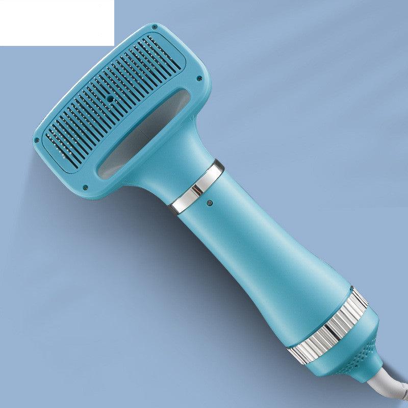 Blue handheld device with a metallic finish on a light blue background