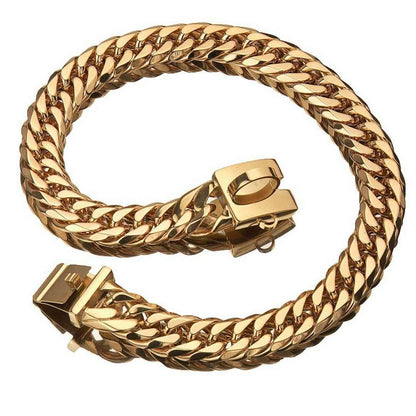 Gold chain bracelet on a white background