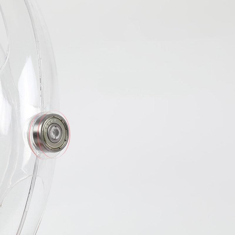 Close-up of a clear plastic bag with a metal zipper on a white background