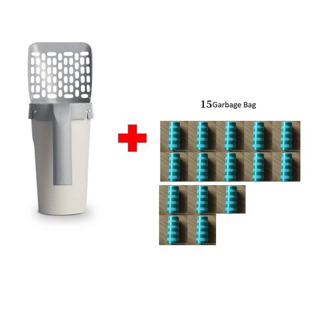 Pet waste bag dispenser with 15 garbage bags on a white background