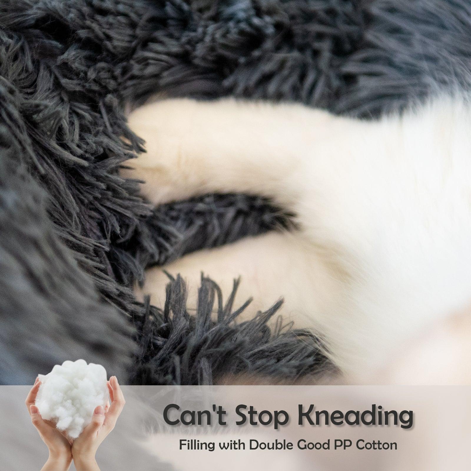 Text 'Can't Stop Kneading' with a person holding white yarn against a textured background.