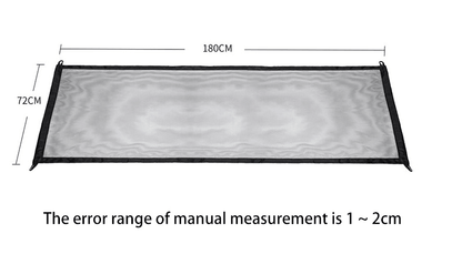 Measurement chart of a mesh screen with dimensions 180cm x 72cm on a white background.
