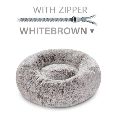 Gray pet bed with zipper on a white background