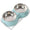 Pet bowl set with measurements on a white background