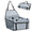 Gray pet seat cover with black straps on a white background
