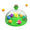 Cat toy with colorful balls and a green base on a white background